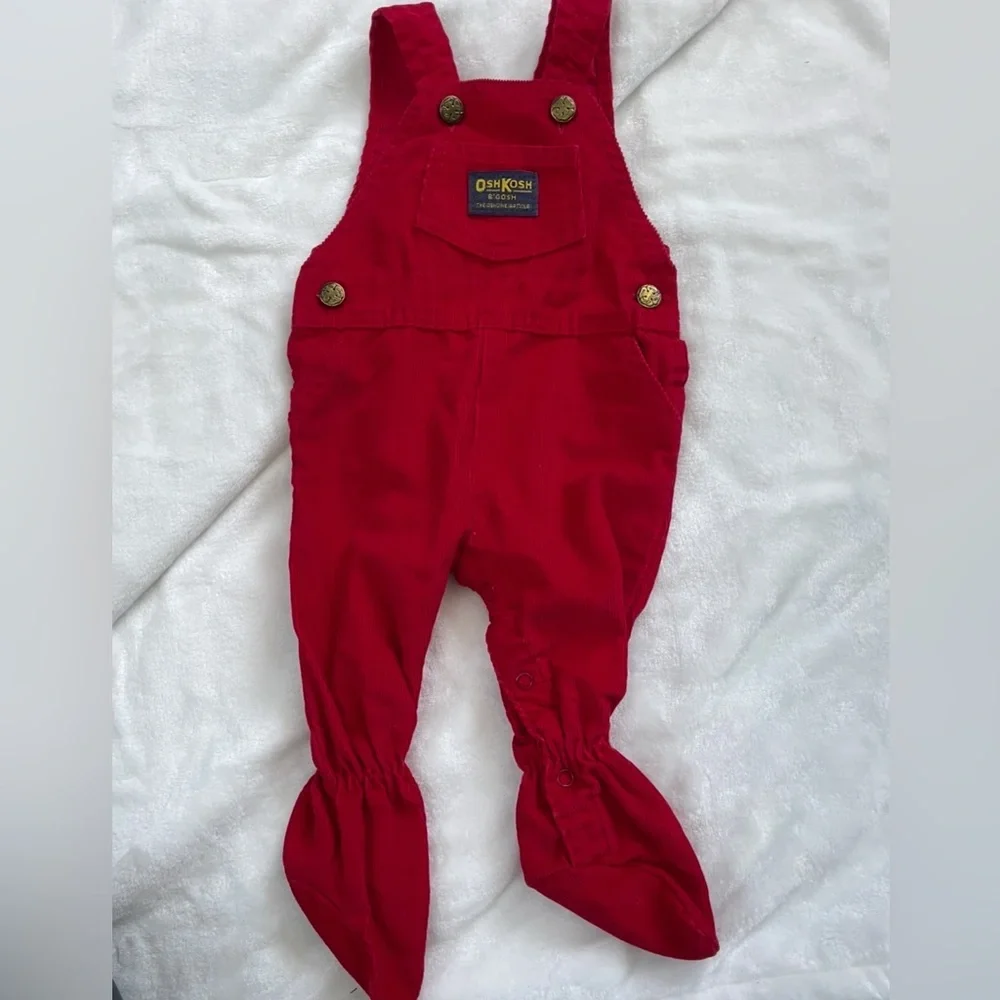 Genuine Vintage 1970s Red Corduroy Oshkosh Infant Overalls